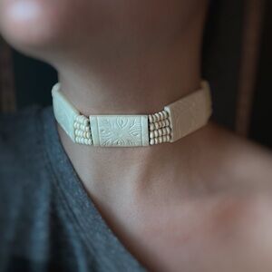 Vintage Carved Bone Choker Necklace